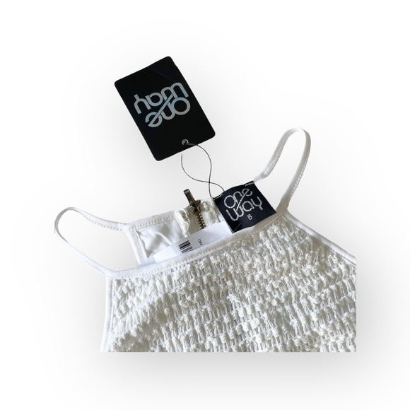 new LF One Way ✌︎︎ Festival Crochet Halter Spaghetti Strap Crop Top ✌︎︎ White 8 - Picture 5 of 15